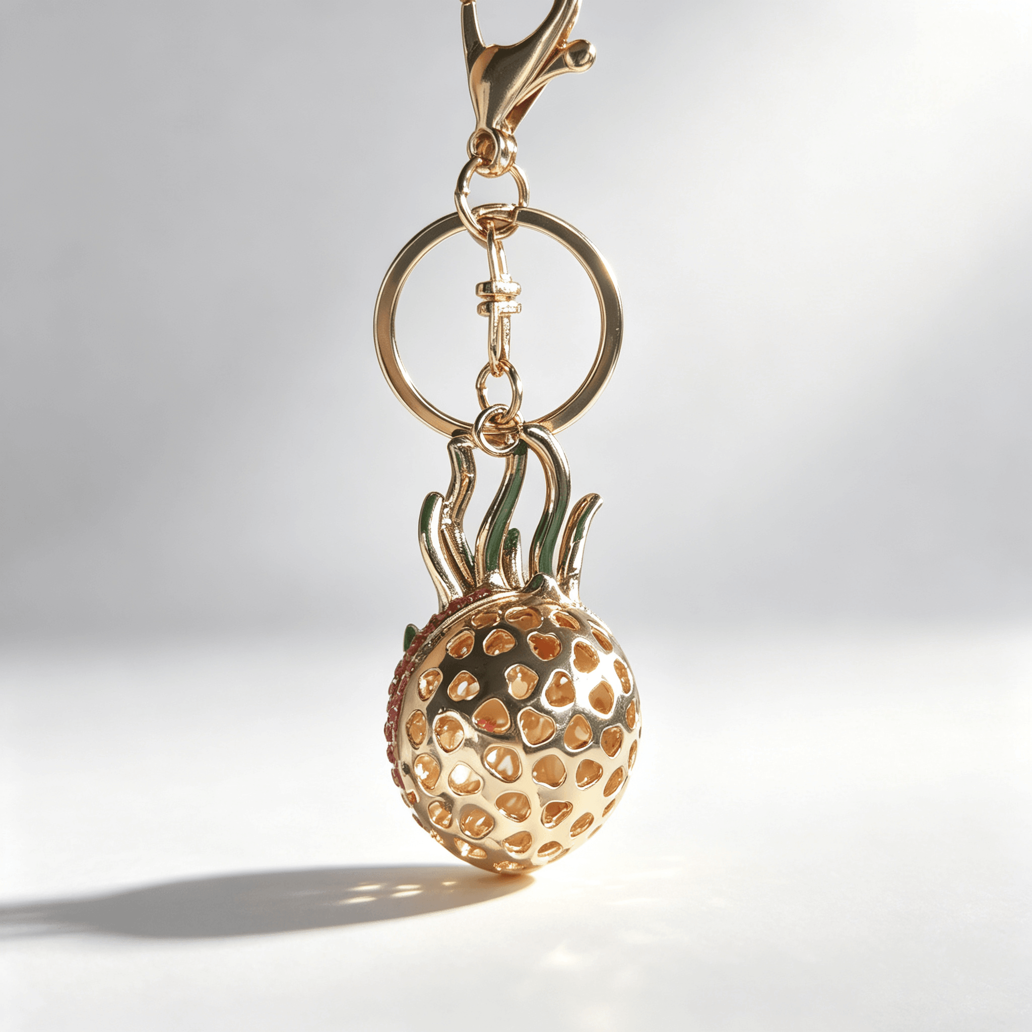 Luxury Sparkling Rhinestone Pitaya Keychain Custom Crystal Dragon Fruit Bag Charm Pendant Key Ring Wholesale