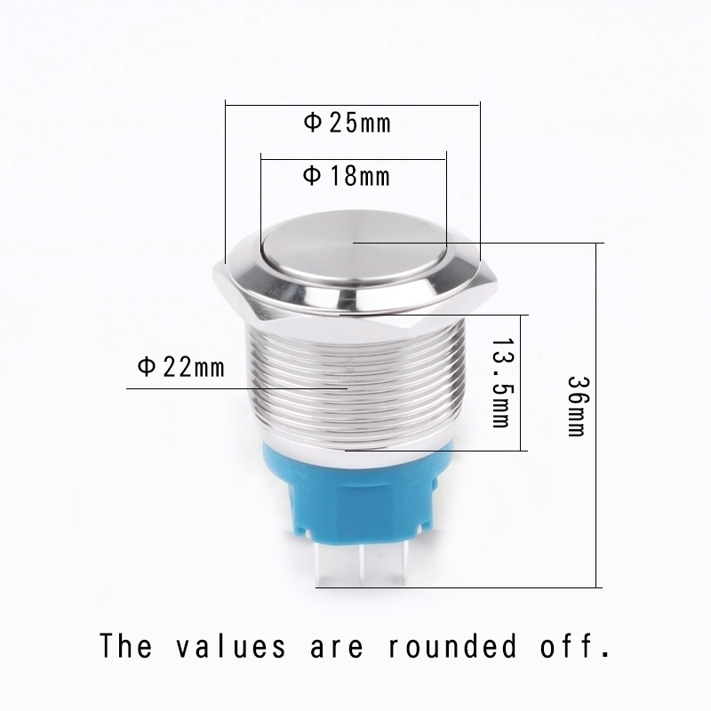 Self-Latching Stainless Steel Push Button Switch Waterproof IP66 IK09 22mm Max. Voltage 250v