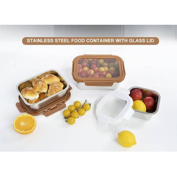 Stainless Steel Food Storage Container with Round/Square/Rectangular Shapes for Freshness Preservation and Airtight Seal