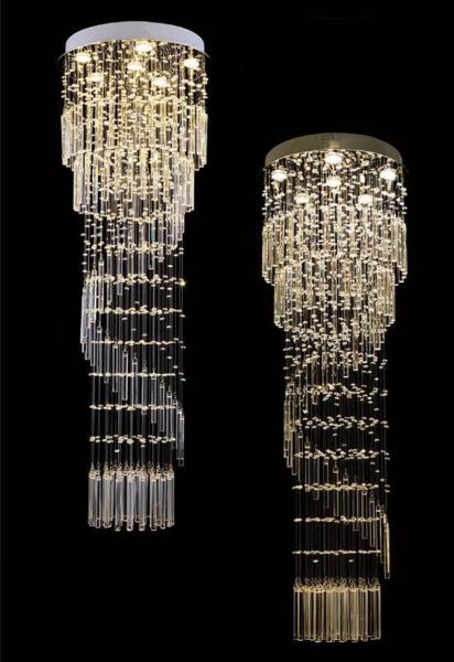 K9 Crystal Chandelier Modern Flush Mount Crystal Light Spiral Ladder Luxury staircase long chandelier(WH-NC-17)