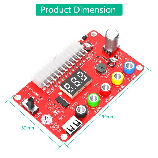 Acrylic ATX Power Supply Breakout Adapter Board ADJ Adjustable 3.3V