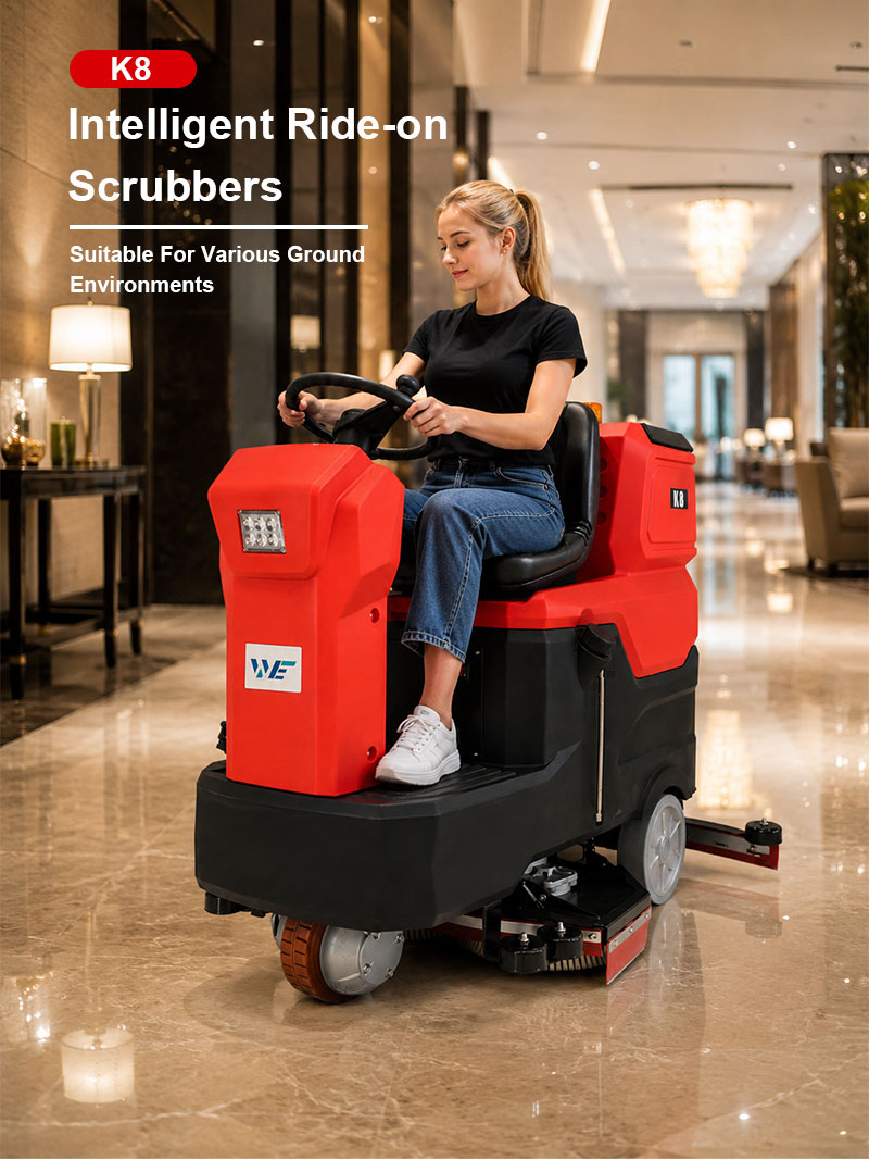 Heavy Duty Intelligent Ride on Floor Scrubber Industrial Battery Powered Floor Cleaning Machine for Warehouse Airport Factory