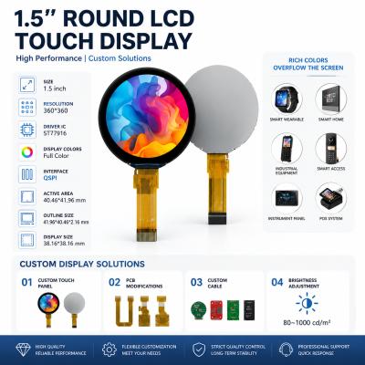 1.5 Inch TFT LCD Module Round QSPI IPS LCD Screen 360x360 For Smart Wearables