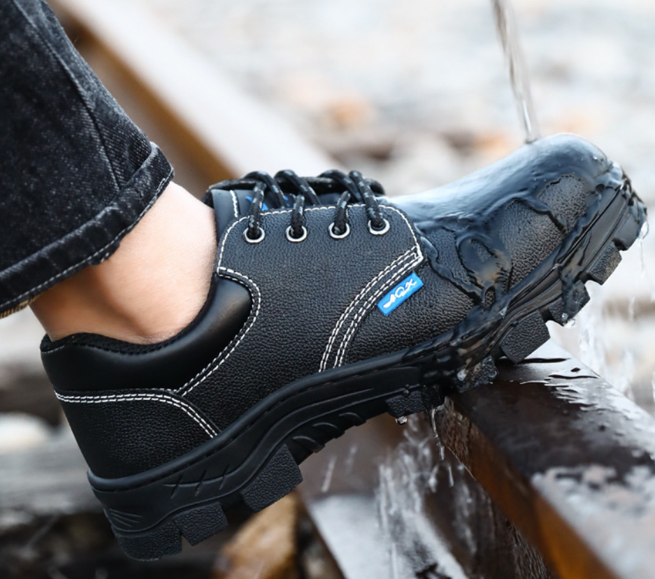 Men’s Safety Work Shoes Steel Toe & Steel Midsole Protection Genuine Leather Anti-Smash Puncture-Proof Boots Heat Resistant Non-Slip Comfortable Durable Safety Footwear