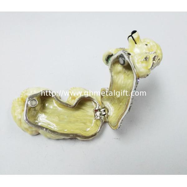 Fashion metal alloy dog trinket Jewelry Box pewter white cute dog trinket Jewelry Box