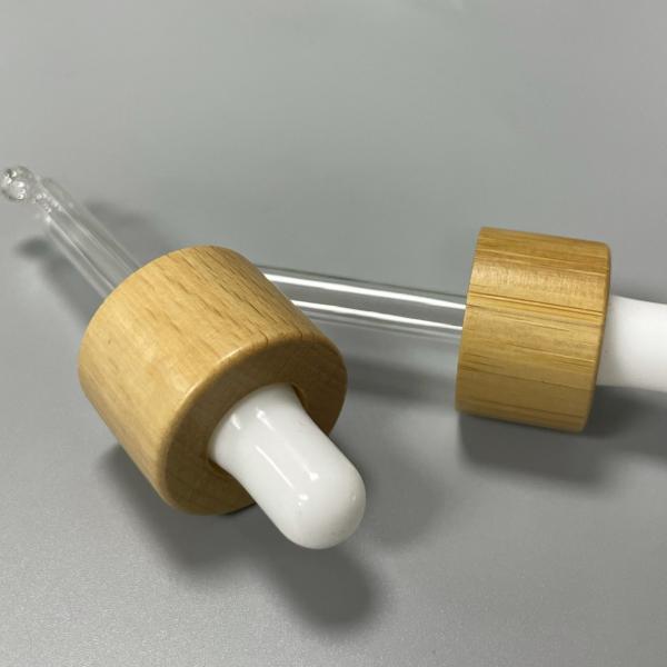 Special Decoration Bamboo Cover Wood Cap 24/410 28/410 Dropper Set Glass
