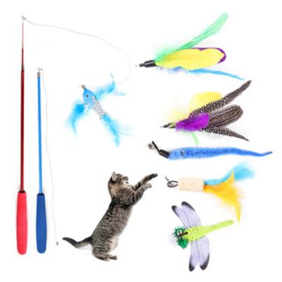 Eco Friendly Interactive Cat Toys / Cat Feather Teaser Wand With Feather