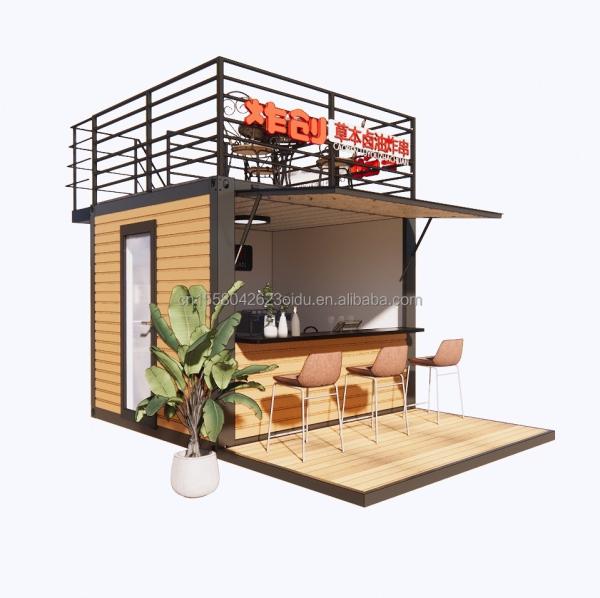 10 pieds de design moderne de restauration rapide Mini Pop-Up Shop Pack plat conteneur en acier pour le parking à l'extérieur Café Café Bar Carport