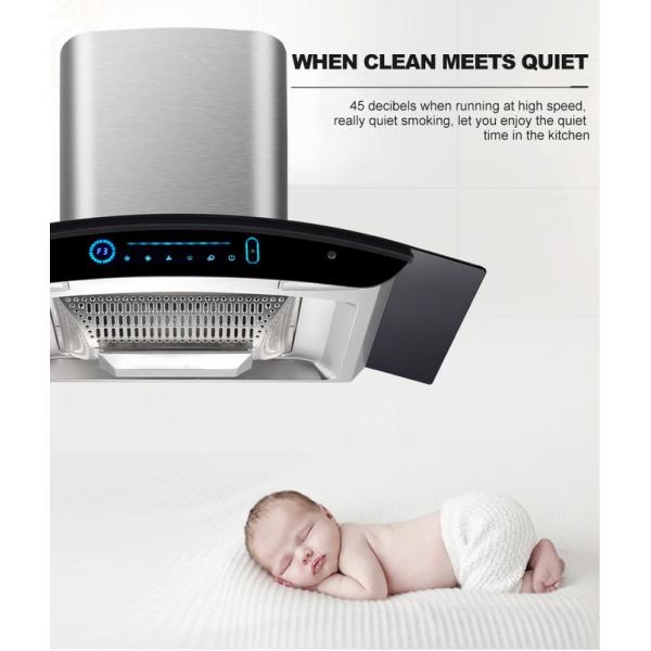 90cm Painted Curved Glass Cooker Hood Exhaust Range With Hand Sensor