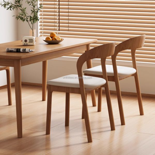 Luxury Nordic High Quality Solid Wood Dining Chair Upholstered Seat Commercial Restaurant Bar Dining Cafe Chair