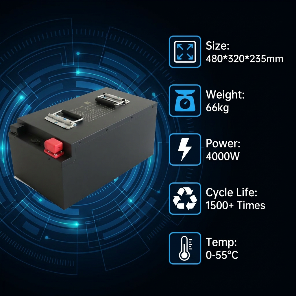 72V 100Ah LiFePO4 Lithium Battery Pack with 1500 Cycles for Electric Bicycles/Scooters
