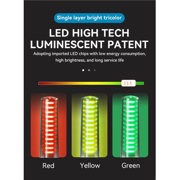 Luz de advertencia de señal tricolor RYG LED de 24 voltios, resistente al agua, alto brillo
