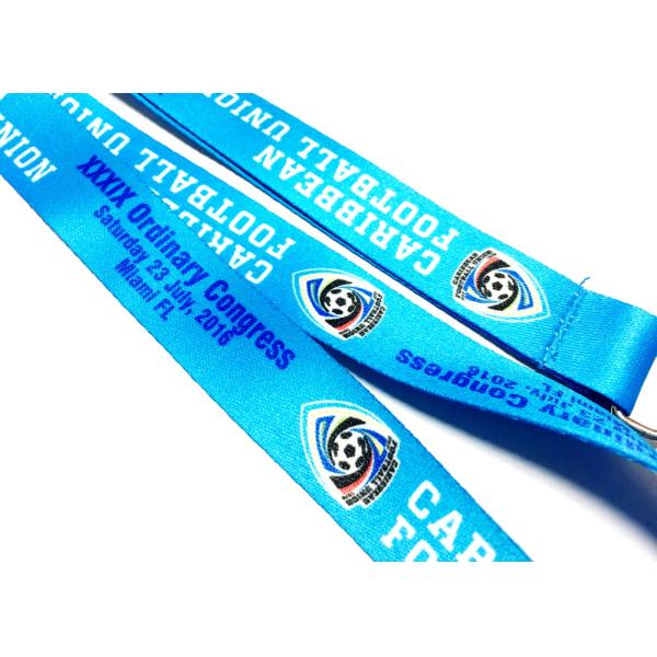 Blue Dye Sublimation Lanyards For Soccer Competition Neck Strap 900*20mm