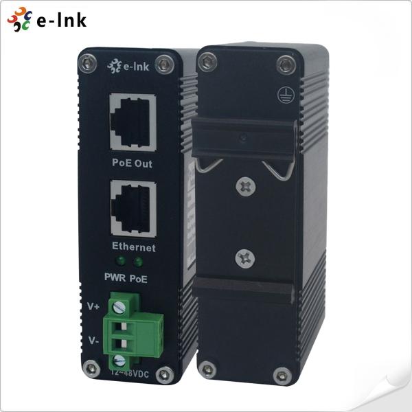 DIN Rail Industrial 802.3at 30W Gigabit PoE Injector Adapter 12~48V DC Power Booster Outdoor factory price