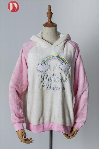 Two Pieces Set Long Sleeve Soft Bathrobe Soft Fleece Women Funny Rainbow Unicorn Hooded Pajama Sets