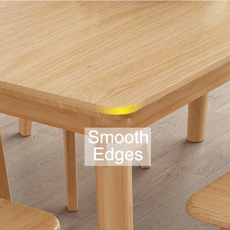 4-Person Modern Solid Wood Dining Table Set Rectangular No Turntable Adjustable Height Ideal for Living Room and Kitchen
