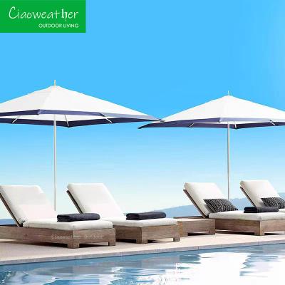 Customized Color Teakwood Frame Wooden Villa Leisure Hotel Garden Swimming Pool Chair Courtyard Sun Lounger Sunbed Beach Waterproof Outdoor Sunlounger