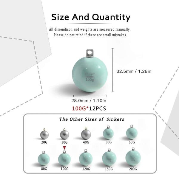 ‎Alloy Steel ECOFT Fishing Sinkers ECOFT Lead Free Fishing Weights Round With Connection