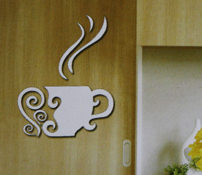 CM-068 Creative Cup Shaped Acrylic Wall Mirror Sticker Stick to the Printed Wall / Wall Tile