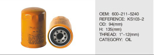 Truck Diesel engine parts oil filter for komtsu 600-211-2110