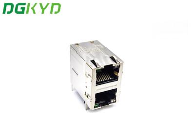 2 Port Rj45 Jack Connector 2x1 Offset St / JK With LED Ethernet Filter