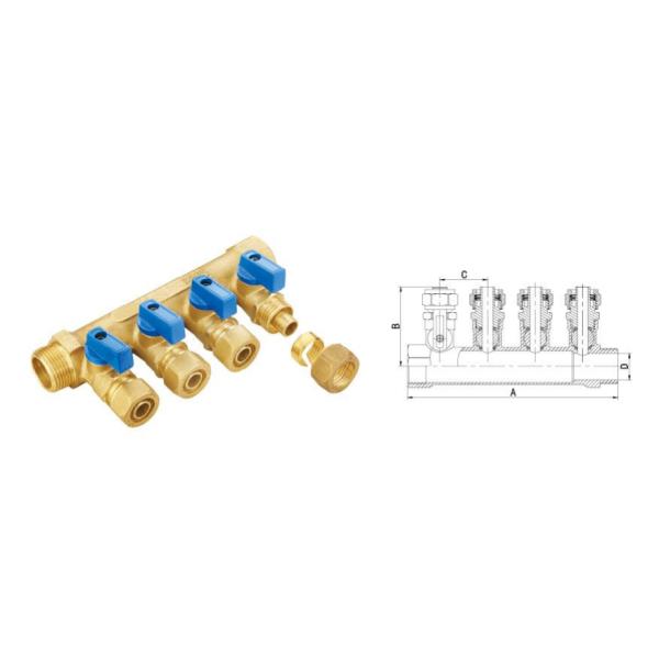 3/4 Inch 1 Inch 2 Way 3 Way 4 Way Brass Water Manifold for Water Distributor