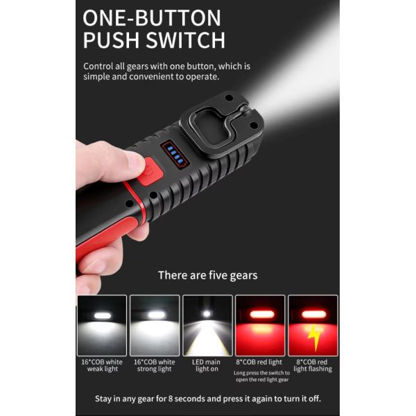 Rotatable LED Flashlight with Magnet Charging Car Repair Inspection Lamp Flashlight Work Lamp Auto Repair Maintenance Lamp