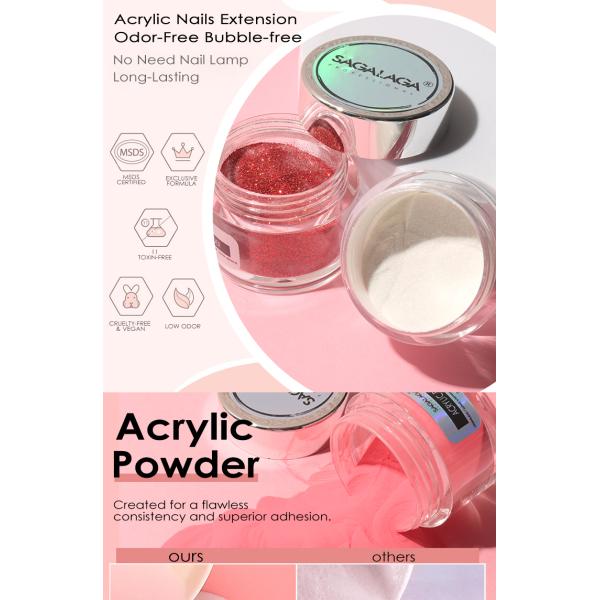 Private Label Glitter Color Acrylic Nail Powder 2 in 1 for Nail Salon Manicure Excellent Nail Art Effect Certificate MSDS