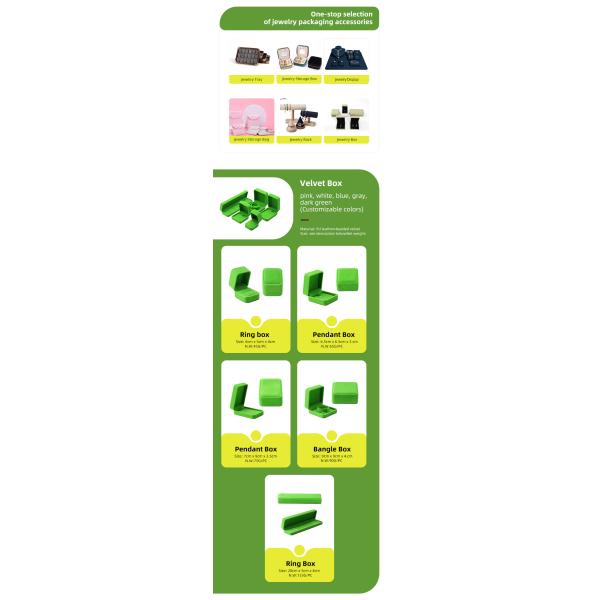 high quality Jewellery Box ring Necklace bracelet packaging Luxury handmade square green Velvet Jewelry Box