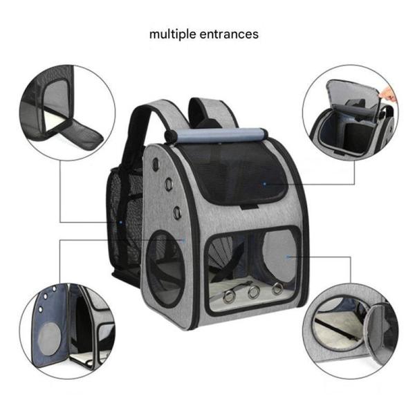 34*27*42.5CM Outdoor Expandable Pet Travel bag Non-Toxic Cute Pet Supplies For Unisex In Grey Features Durable Washable