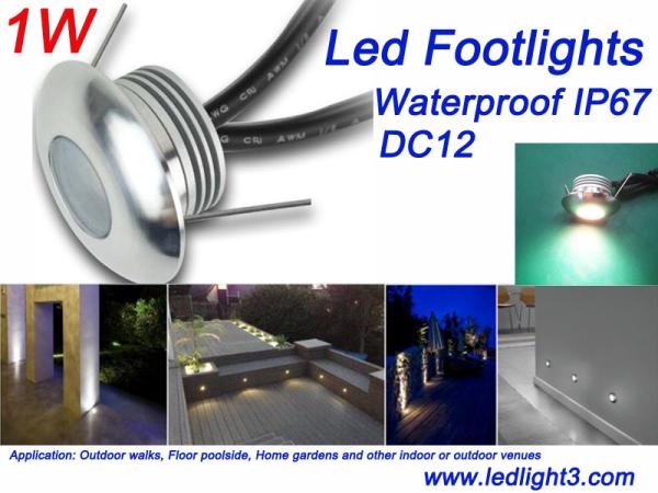 Rcessed 1W Mini LED Footlight IP67 Waterproof DC12V Waterproof IP67 Outdoor Garden landscape lighting
