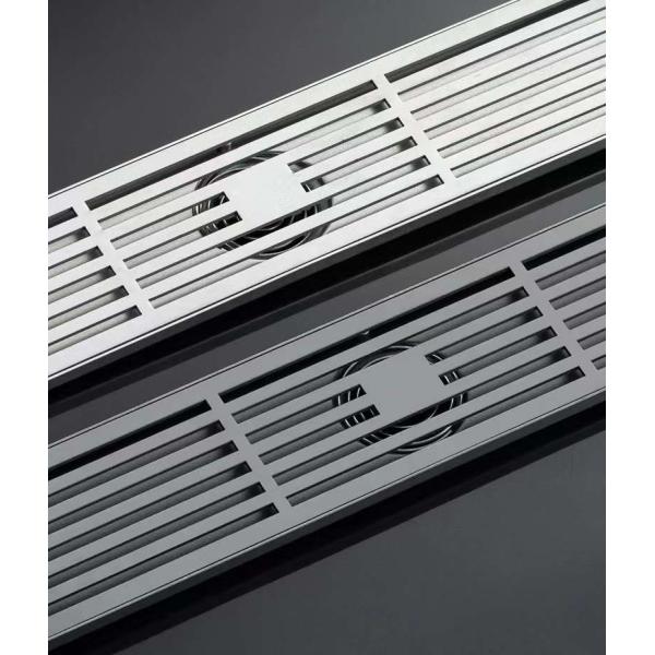 Matte Silver Stainless Steel Linear Shower Drain With Removable Pattern Grate