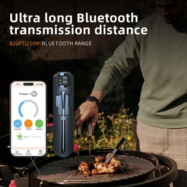 820FT Smart Wireless Meat Thermometer for Kitchen Cooking Outdoor Grilling Digital BBQ Thermometer Controlled by Phone APP
