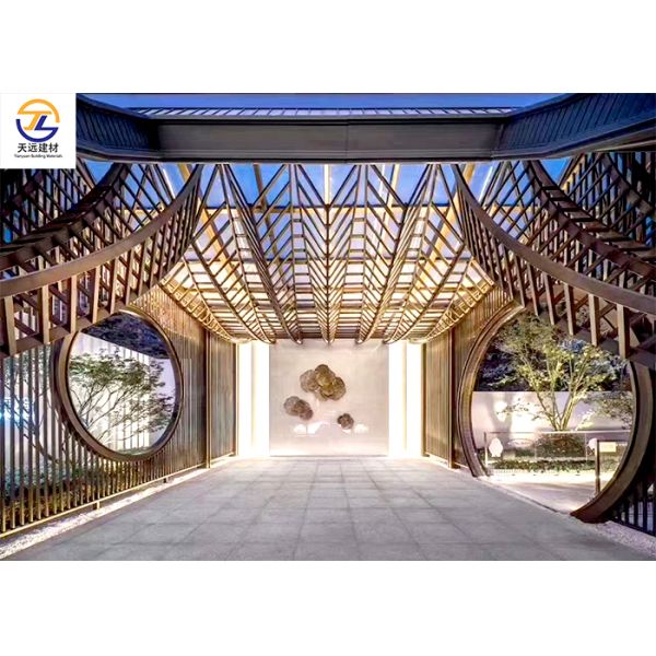 Customized Artistic Shaped Aluminum Alloy Square Tube Feature Wall Wave & Curved Aluminum Square Tube Ceiling