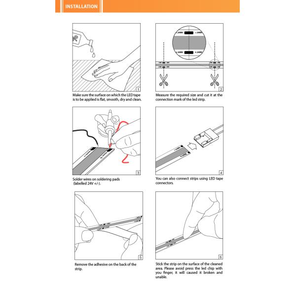 Ультра узкая 4 мм самоклеящаяся светодиодная лента 2700K-6500K натуральный белый