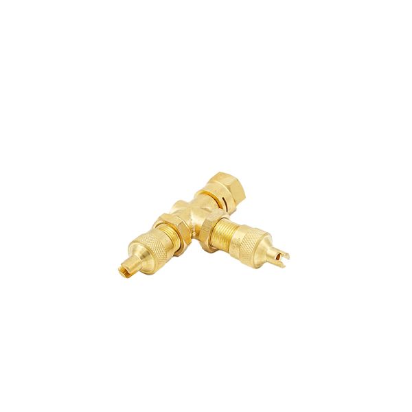 12V1 Three Links Tee Joint T-Joint Brass Tyre Valve for Truck Adapter Valve with Cap for TPMS