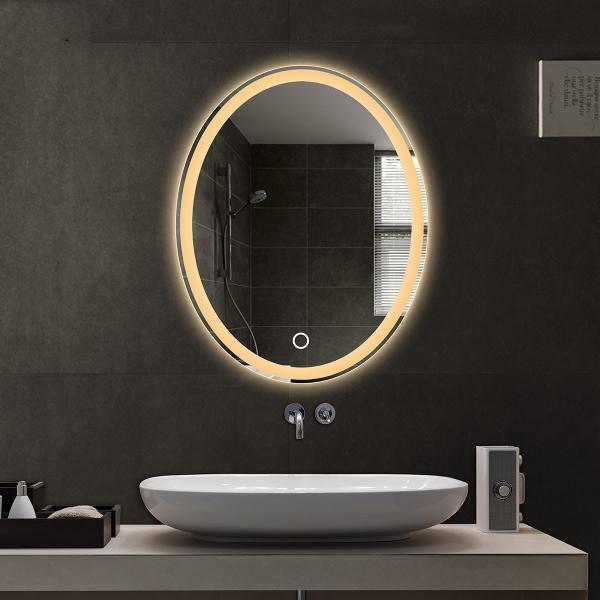 Customized Touch Sensor Bathroom Mirror Wall Mounted Oval Backlit Bathroom Mirror 4000K 5000K