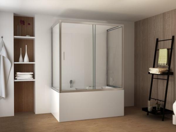 cabine de douche contemporaine，cabine de douche aux portes pivotantes