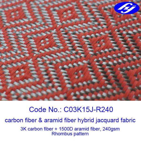 Fibre noire/rouge de tissu d'Aramid de carbone de losange de jacquard de Kevlar