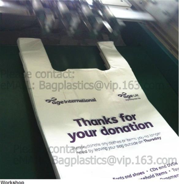 BIO Biodegradable Pre-Printed Thank You Retail Bags,Green Plastic T-shirt Shopping Bags,Compostable Biodegradeable, Extr