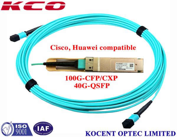 24 Cores QSFP MPO MTP Patch Cord Cisco Huawei OM3 40Gb Fiber Optic Cable QSFP+-40G-SR4