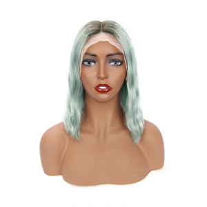 100% Virgin Ocean Blue Ombre Colored Human Hair Wigs / Short Bob Wig Brazilian