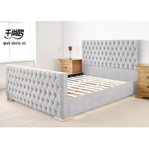 Buckle Shape Tufted Double Bed Frame Home Furnishing with Metal Legs