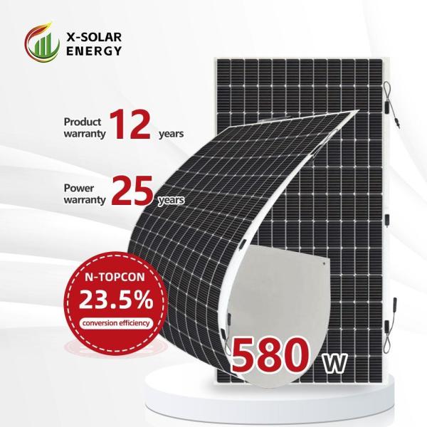 580W Topcon BIPV Mwt Bifacial Solar Panels with Max Power Monocrystalline Silicon Amorphous Silicon Glass Front Cover