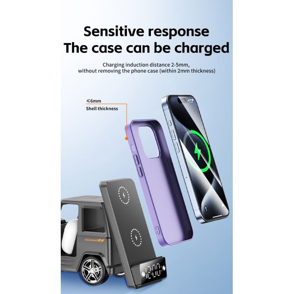 3 In 1 Wireless Charger Station Fast Charging 20W Output Power For Smartphones