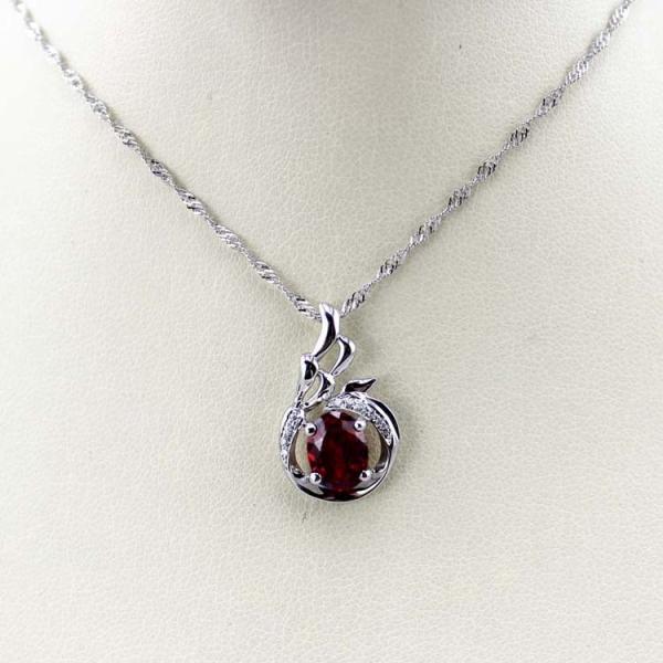 925 Silver Pendant with 6x8mm Oval Green and Clear Cubic Zircon Pendant (PSJ0401)