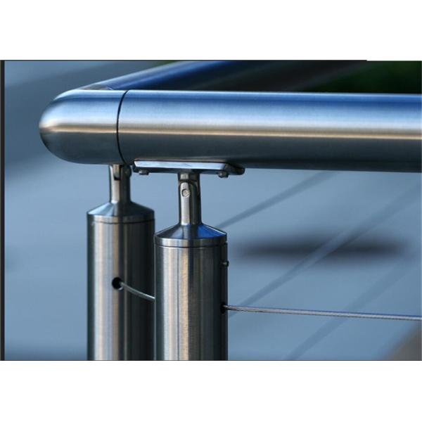 Outdoor Top Mount Building Railing 6mm Stainless Steel Wire Handrail Systems