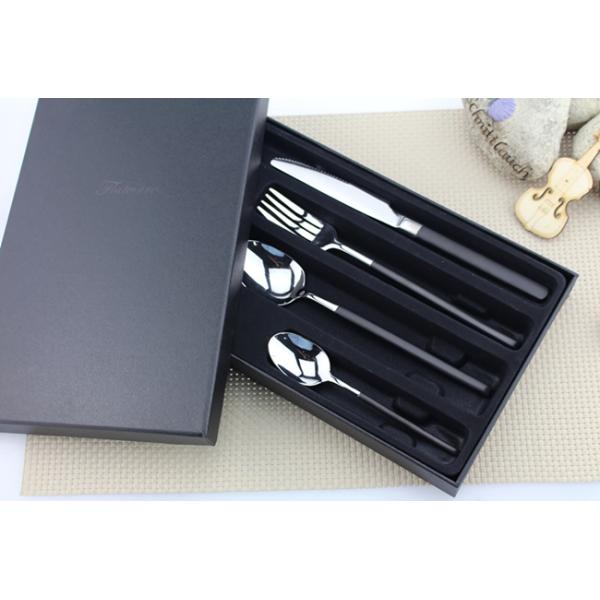 Flatware High quality gold plating Stainless steel cutlery dinnerware set black handle