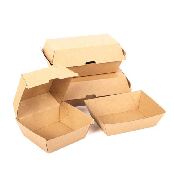 Nuevo Estilo Caja de embalaje de hamburguesas de tamaño personalizado de calidad alimentaria impresa cartón Kraft corrugado Matt laminado para embalaje de Hamburgo