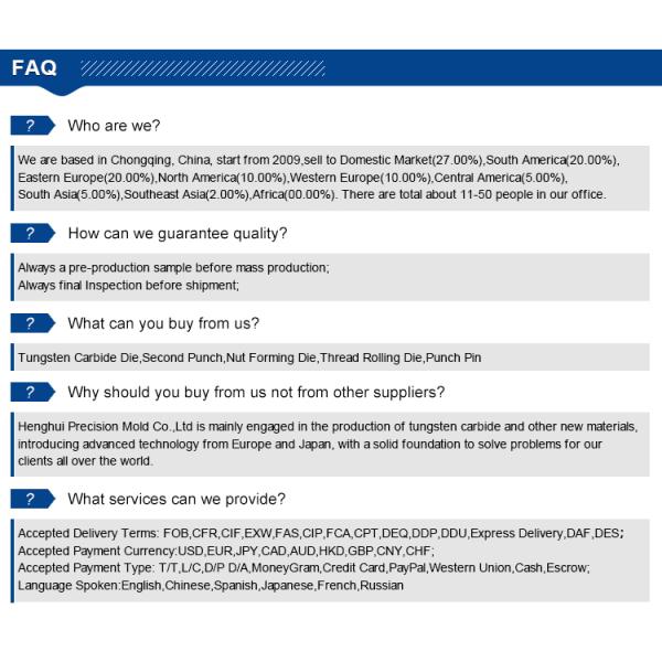 Рубрика карбида инструментов винта форменная холодная умирает шестиугольный